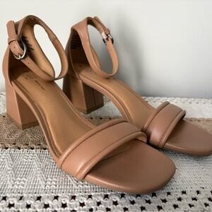 Time and Tru Tan Ankle Strap Heels